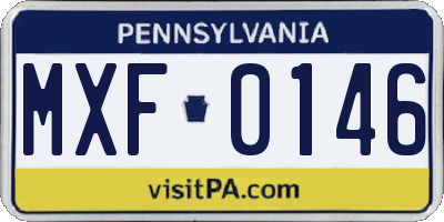 PA license plate MXF0146