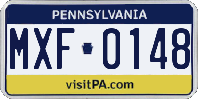 PA license plate MXF0148