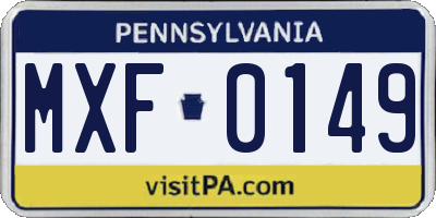PA license plate MXF0149