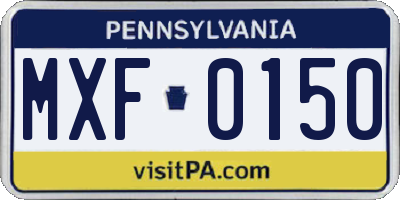 PA license plate MXF0150