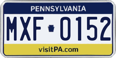 PA license plate MXF0152