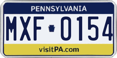 PA license plate MXF0154