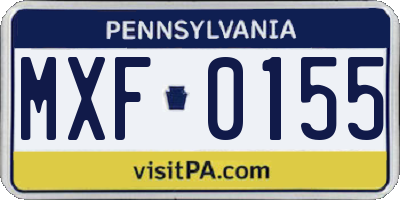PA license plate MXF0155