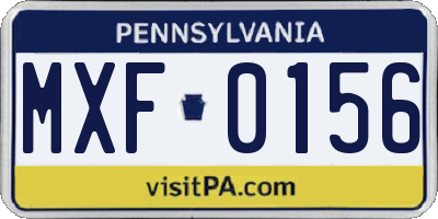 PA license plate MXF0156