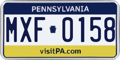 PA license plate MXF0158