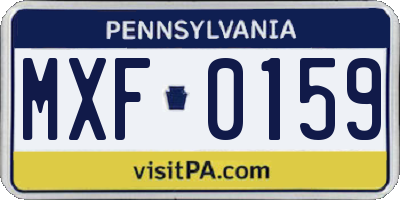 PA license plate MXF0159
