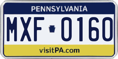 PA license plate MXF0160
