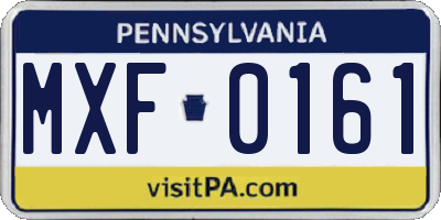 PA license plate MXF0161