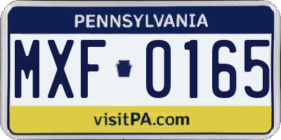 PA license plate MXF0165