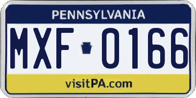 PA license plate MXF0166