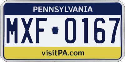 PA license plate MXF0167