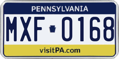 PA license plate MXF0168