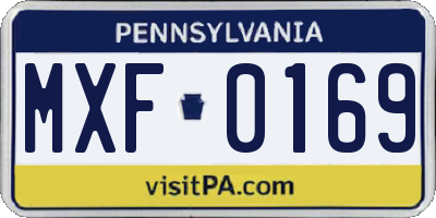 PA license plate MXF0169