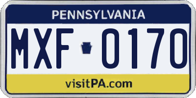 PA license plate MXF0170