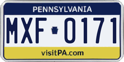 PA license plate MXF0171