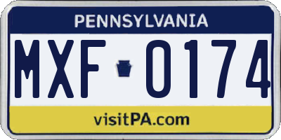 PA license plate MXF0174