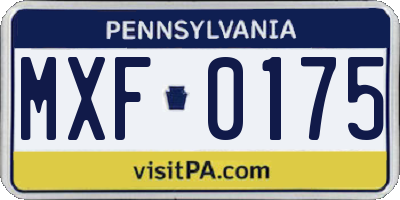 PA license plate MXF0175