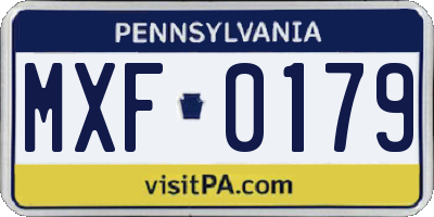 PA license plate MXF0179
