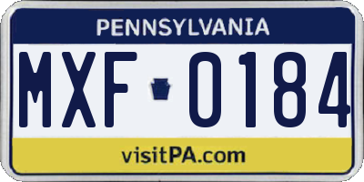 PA license plate MXF0184