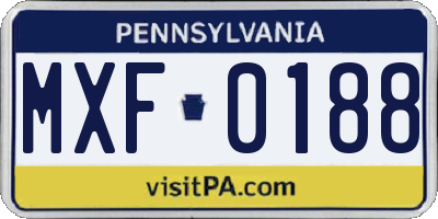 PA license plate MXF0188