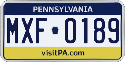 PA license plate MXF0189