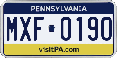 PA license plate MXF0190