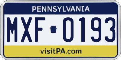 PA license plate MXF0193