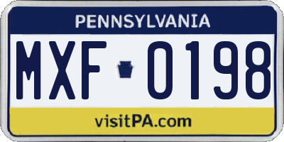 PA license plate MXF0198