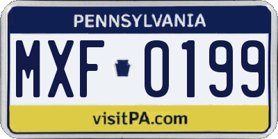 PA license plate MXF0199