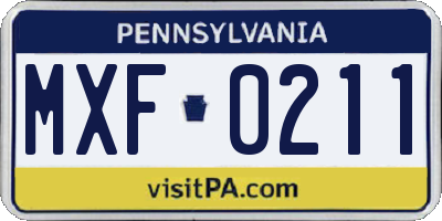 PA license plate MXF0211