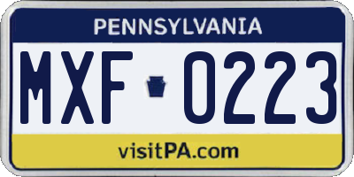PA license plate MXF0223