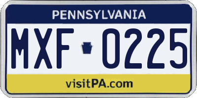 PA license plate MXF0225