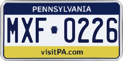 PA license plate MXF0226