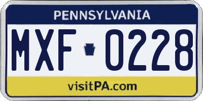PA license plate MXF0228