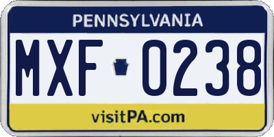 PA license plate MXF0238