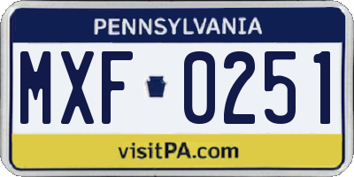 PA license plate MXF0251