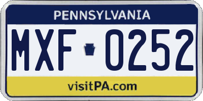 PA license plate MXF0252