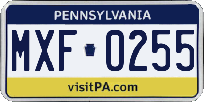 PA license plate MXF0255