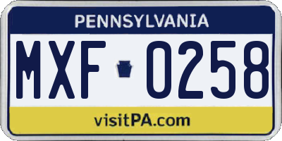 PA license plate MXF0258