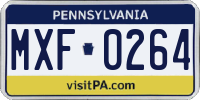PA license plate MXF0264