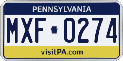 PA license plate MXF0274
