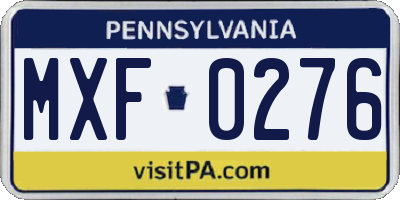 PA license plate MXF0276