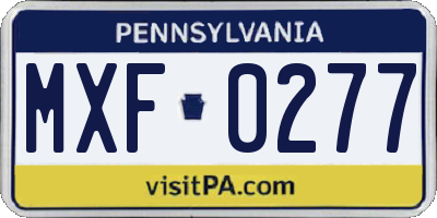 PA license plate MXF0277