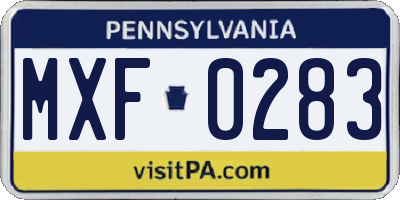PA license plate MXF0283