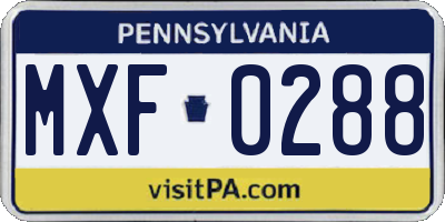 PA license plate MXF0288