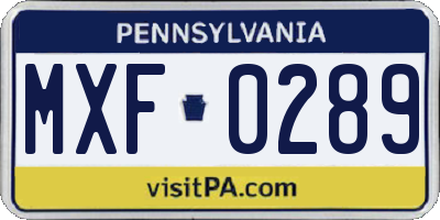 PA license plate MXF0289