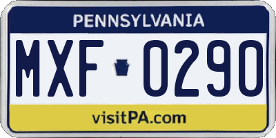 PA license plate MXF0290