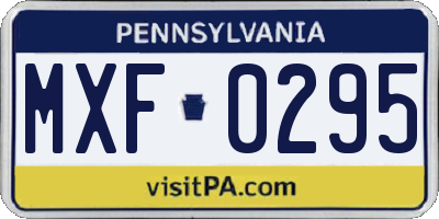 PA license plate MXF0295