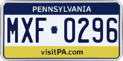 PA license plate MXF0296