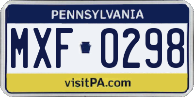 PA license plate MXF0298